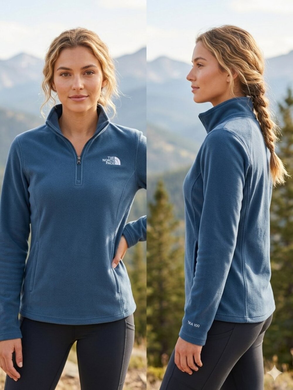 The North Face Blue 1/4 Zip Pullover Fleece Sweater - Size Medium